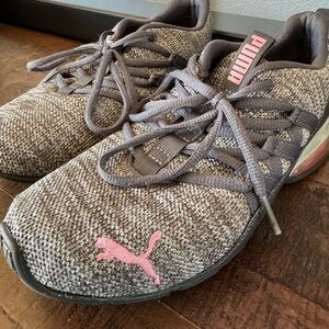 Puma Gray and Pink Knit Sneakers